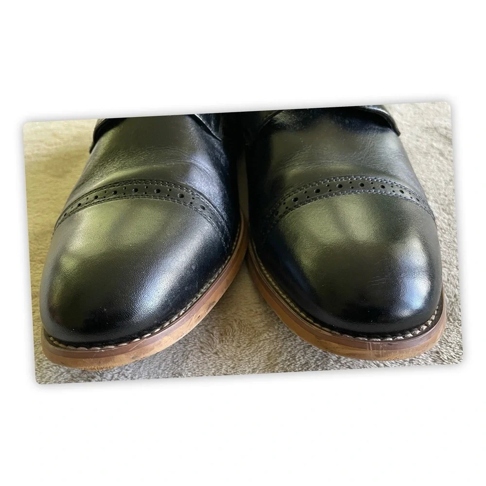 Stacy‎ Adams Oxfords Buckle Mens Size 9M Black Leather Shoes